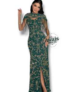 Robe de soirée élégante sur mesure pour femmes, style français, luxe, solide, ornée de perles, broderie de strass, bustier, empire, coupe A, élégante, ajustée, formelle - Product Image 6