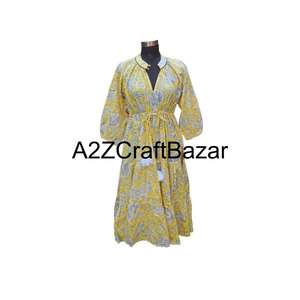 Robe mi-longue florale vintage coréenne Himanshi, coton écologique respirant, coupe confortable, facile à assortir, à porter au quotidien, différentes tailles - Product Image 2