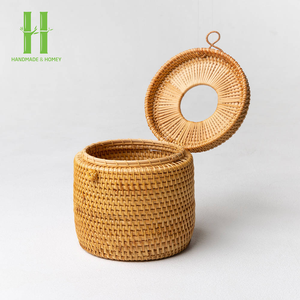 Best Seller Hand Woven Wicker Square <b>Rattan</b> <b>Tissue</b> <b>Box</b> <b>Cover</b> Natural Living Room and Bathroom <b>Tissue</b> Holder Made In Vietnam - Product Image 2