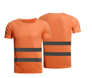 T-shirts de sécurité fluorescents à logo et étiquette personnalisés, 100% polyester, protection, avertissement de sécurité, vêtements de travail, t-shirt réfléchissant - Product Image 1