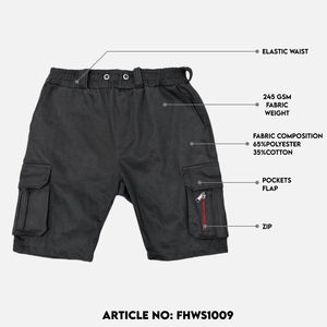 Shorts en laine de haute qualité avec logo personnalisé brodé, tissu de 220 GSM, shorts personnalisés en sergé 65/35 PC - Product Image 4