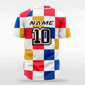 Sublimación personalizada poliéster béisbol Jersey transpirable uniforme impreso colorido malla bloques diseño adulto joven liso en blanco - Product Image 2