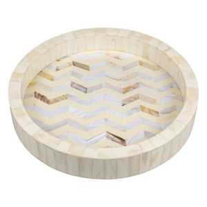 Elegante Bandeja de Servicio Minimalista Hecha a Mano con Madera y Madreperla, Decorativa y Ecológica, Accesorio para el Ramadán, Diwali y Alojamientos - Product Image 3