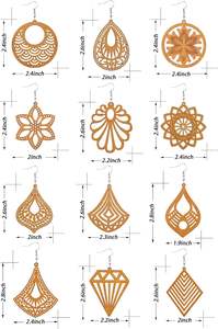 12 paires de boucles d'oreilles africaines en bois Boho Drop bohème pendentif boucles d'oreilles légères Style ethnique boucles d'oreilles en bois - Product Image 3