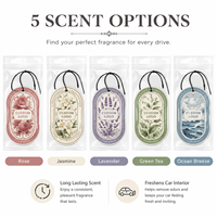 Désodorisant de voiture suspendu au parfum Oud botanique et thé au lait, avec logo personnalisé, longue durée, collection assortie, boîte de présentation pour la vente au détail
