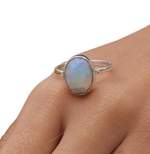 925 Solid Stone Promise <b>Ring</b> Natural Designer <b>Ring</b> Jewelry 925 Sterling Silver Handmade Gemstone <b>Blue</b> <b>Opal</b> Spinner <b>Ring</b> Jewelry - Product Image 1