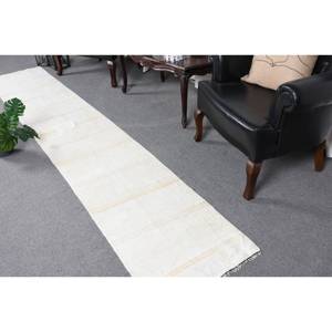 Tapis moderne en laine blanche de 1.9x10,4 pieds, tissage plat turc, patchwork, support en latex pour décor de salon, utilisation au lit - Product Image 1