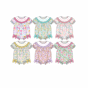 Preordine Personalizzato OEM: Tutina Floreale per Bambine con Scritta 'Daddy's Girl', Volant e Bottoni a Pressione, Manica Corta, Stile Boutique - Product Image 1