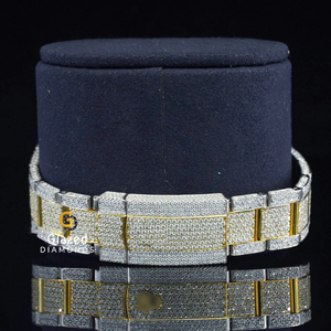 Montre de laboratoire pour hommes entièrement glacée en diamants ronds taille brillant en acier inoxydable améliorant la clarté Vvs - Product Image 5