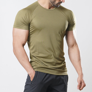Camiseta de gimnasio para hombre 100% algodón transpirable liso Fitness manga corta Bod - Product Image 1