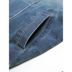 Paola Riboni Women's <b>Denim</b> Bomber <b>Jacket</b> Loose Fit Stonewashed Cotton Autumn Winter Style with Zippers - Product Image 5