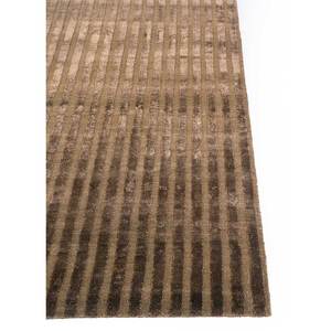 พรมไหมไผ่ผสมขนสัตว์ถักมือสีเบจและสีน้ำตาล ลายดอกไม้แบบนามธรรม หนา 10 มม. สำหรับบ้าน ห้องโถง ห้องพัก รุ่น AKWB-3521 - Product Image 4