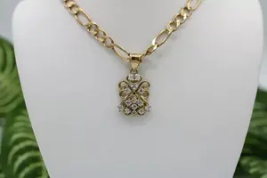 Colgante de Plata 925 con Baño de Oro Amarillo de 14K y Moissanita Redonda de Corte Brillante para Mujer - Product Image 2