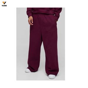 กางเกงวอร์มผู้ชายทรงหลวมขายาวของผู้ชายกางเกงลำลองแบบหรูหราไม่มีลาย300Gsm สเวตเวตเวตเวตเตอร์แบบเรียงซ้อนกันออกแบบได้ตามที่ต้องการ - Product Image 1