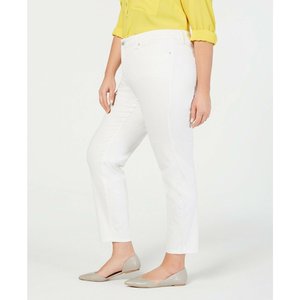 Charter Club Women's Plus Size 14W Mid Rise <b>Skinny</b> <b>Jeans</b> <b>White</b> Casual Flare Pants with <b>Ripped</b> Embroidered Printed Decorations XL - Product Image 2