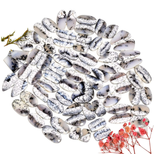 Cuentas Sueltas de Ágata Dendrítica Natural, Corte Ovalado, Pulido, para Joyería de Plata, Tamaño Pequeño - Product Image 1