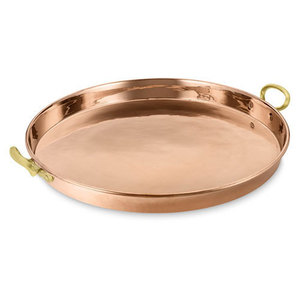 Plateau de service en métal plaqué cuivre tendance, vaisselle élégante pour la maison ou la restauration, pour servir les aliments à la maison ou au bureau - Product Image 1