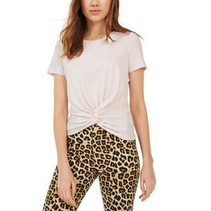 Top casual rosa extra small da bambina Love Fire con design metallico attorcigliato sul davanti - Product Image 1