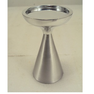 <b>Large</b> Size Silver Hammered Finished Aluminium Pillar <b>Candle</b> Holder for Home Living Room Table Top Decoration Use - Product Image 2