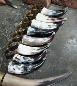 เขาควายดื่มเบียร์แบบเป็นมิตรกับสิ่งแวดล้อม สำหรับเบียร์ กาแฟ ภาชนะเครื่องดื่ม รูปทรงตามสั่ง ทำจากเขาควาย สำหรับงานปาร์ตี้ ราคาประหยัด - Product Image 1