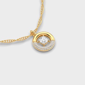 Collier pendentif de luxe en or 18 carats plaqué or, diamant rond taille brillant, serti en canal, chaîne à maillons pour femme - Product Image 1