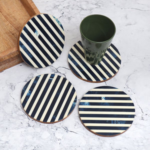 Posavasos de Madera Azul y Blanco Modernos de Primera Calidad al por Mayor para Tazas de Té, Uso en Mesa, Ecológicos, de Lujo, para Bebidas Frías/Calientes - Product Image 2
