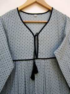 Verano Boho mujer manga larga Midi gasa vestido elegante Casual Mini vestido de fiesta botón decoración Natural para adultos - Product Image 5