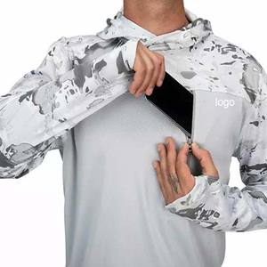 Contraste de color nueva moda diseño de camuflaje sublimación manga larga rendimiento UPF protección solar transpirable pesca camisas con capucha - Product Image 5