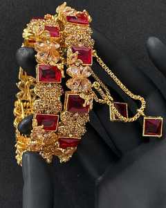 Diseñe sus propios conjuntos de brazaletes Moda de lujo Ropa nupcial Conjunto de joyería artificial Señoras Chapado en oro de lujo - Product Image 4