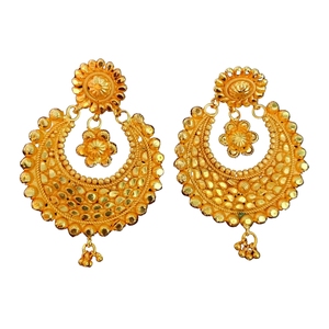 ชุดต่างหูพร้อม22CT สีทองประดับต่างหู Jhumka สำหรับผู้หญิงที่สวมใส่โดยผู้ส่งออกชาวอินเดีย - Product Image 1