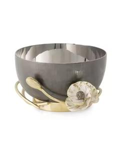 Cuenco decorativo dorado de lujo con detalles de puntos de perlas perfecto para una decoración elegante del hogar y un elegante acento de mesa de comedor - Product Image 3