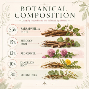 Fórmula Avanzada 6 en 1 para el Bienestar Sanguíneo: Gotas de Sarsaparilla, Trébol Rojo y Diente de León para Apoyo Botánico Diario, ODM a Granel - Product Image 4
