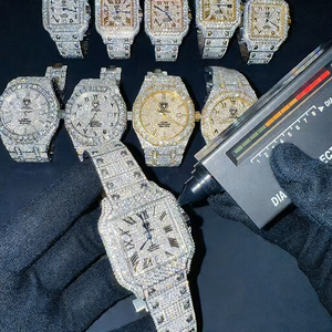 นาฬิกาข้อมือผู้ชายคุณภาพสูง ประดับเพชรเต็มหน้าปัด ชุบทอง หน้าปัดแบบอารบิก ผ่านการทดสอบเพชรโมอิสซาไนต์ ระบบออโตเมติก - Product Image 2