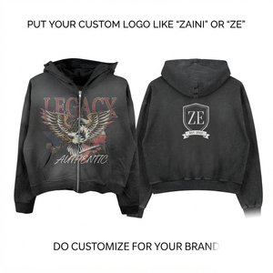 350grams Cotton/Polyester Woven Full-Zip Hoodie with Front Embroidery Custom Logo Men's Winter Regular Fit - Product Image 1