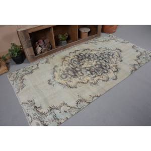 Vintage Turkish <b>Rug</b> Beige 4x8ft Handmade Wool Patchwork Design with Latex Backing Rectangular Hallway Pattern for <b>Bedside</b> - Product Image 5