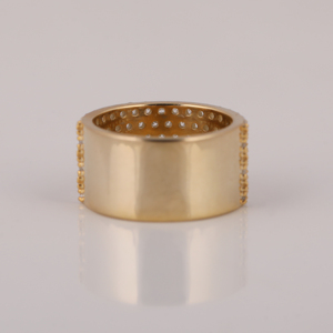18kt Solid Gold Unisex Handmade Half Eternity <b>Ring</b> Luxury Lab Grown Diamond Plated Engagement Gift IGI Certified-Trendy Wedding - Product Image 3