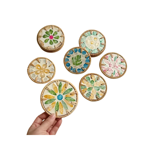 Plato de ratán minimalista, tejido con tiras finas de ratán; uso: decoración de juego de té; origen: artesano vietnamita - Product Image 1