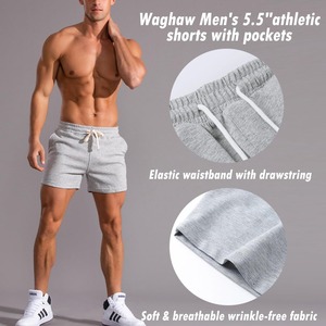 Short de sport décontracté coupe ajustée pour homme | Short respirant solide 100% coton à séchage rapide pour l'été - Product Image 5