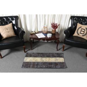 Alfombra de área de lana turca vintage, diseño de retazos de tejido plano marrón y beige de 2x3,5 pies para decoraciones de sala de estar con respaldo de látex - Product Image 2