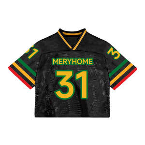 Logo personnalisé motif à manches courtes lâche évider au crochet maillot de football en maille hommes et femmes maillots de football tricotés - Product Image 5