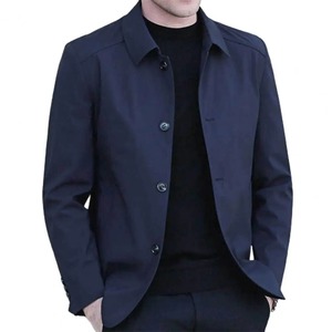 Manteau d'affaires mi-long élégant en cuir véritable pour hommes, col rabattu, fermeture à glissière, imperméable, saison d'hiver - Product Image 4