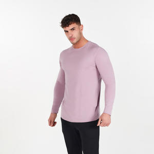 Camisetas Casuales de Hombre a la Moda, Nueva Colección Verano 2026, Manga Larga, Sin Cuello, Estilo Juvenil, Hechas de Algodón, Color Liso, Venta al Por Mayor - Product Image 1