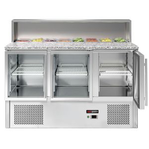 Comptoir à salades commercial ECO - 1368 mm - 402 L - 3 portes vitrées - pour 7 x GN 1/6 - Product Image 4