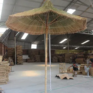 Penutup payung daun palem kerajinan SEAGRASS dengan bingkai bambu furnitur atap THATCH