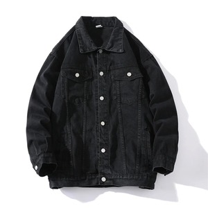 Nouvelle veste en jean printemps-automne pour homme, couleur unie, coton, décontractée, streetwear, hip-hop, coupe vintage, coupe ample, coupe-vent, respirante - Product Image 1