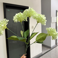 Hydrangées artificielles en soie à 5 têtes, vert pastel, pour décoration de mariage, fleurs artificielles en gros