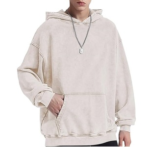 BAS quantité minimale de commande Personnalisé Surdimensionné Hommes Acid Washed Hoodies Vintage Screen Printed Thermal Drop Shoulder Hommes Acid Washed Hoodies - Product Image 1