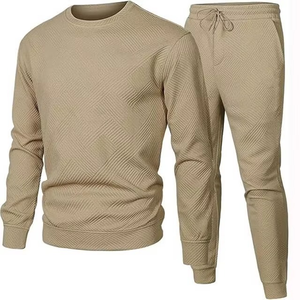 Ensemble de survêtement unisexe personnalisé OEM en coton épais respirant délavé à l'acide avec impression sérigraphiée et col rond pour homme - Product Image 4