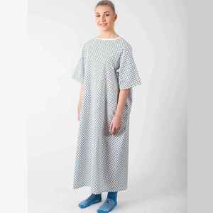 Robe d'hôpital confortable, durable et réutilisable, vêtements pour patients unisexes, mélange de coton et de polyester, fermeture complète au dos, uniforme médical - Product Image 1