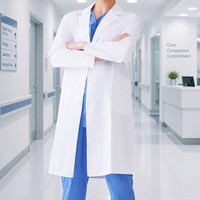 Blouse de laboratoire médicale blanche, uniforme de médecin et d'infirmière, blouse à manches longues pour clinique dentaire, tenue de travail hospitalière